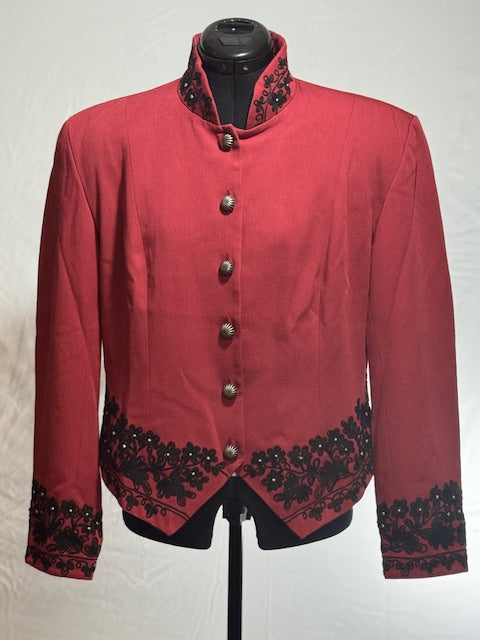 CF42-5 RED JKT W/BLK STITCH & SM BEADING-S