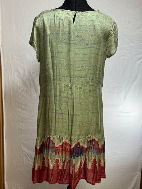 CF42-20 SUMMER DRESS W/GREEN RED AZTEC-S