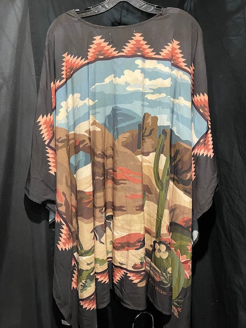 CF33-51 PONCHO S/M  COWBOY IN DESERT