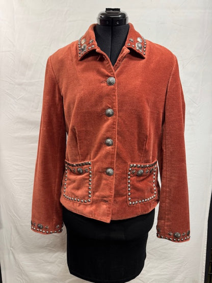 CF49-8 ORANGE JKT W/STUDS & POCKETS-S