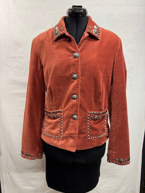 CF49-8 ORANGE JKT W/STUDS & POCKETS-S