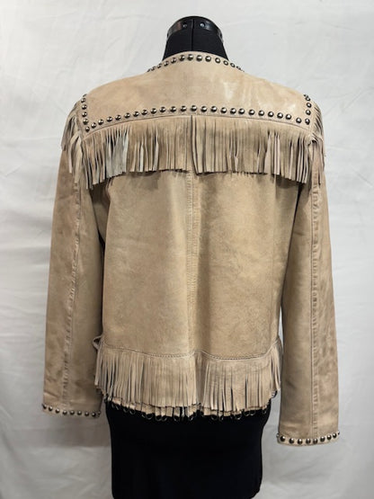 CF49 NATRUAL LEATHER JKT W/INDIAN HEADS-M
