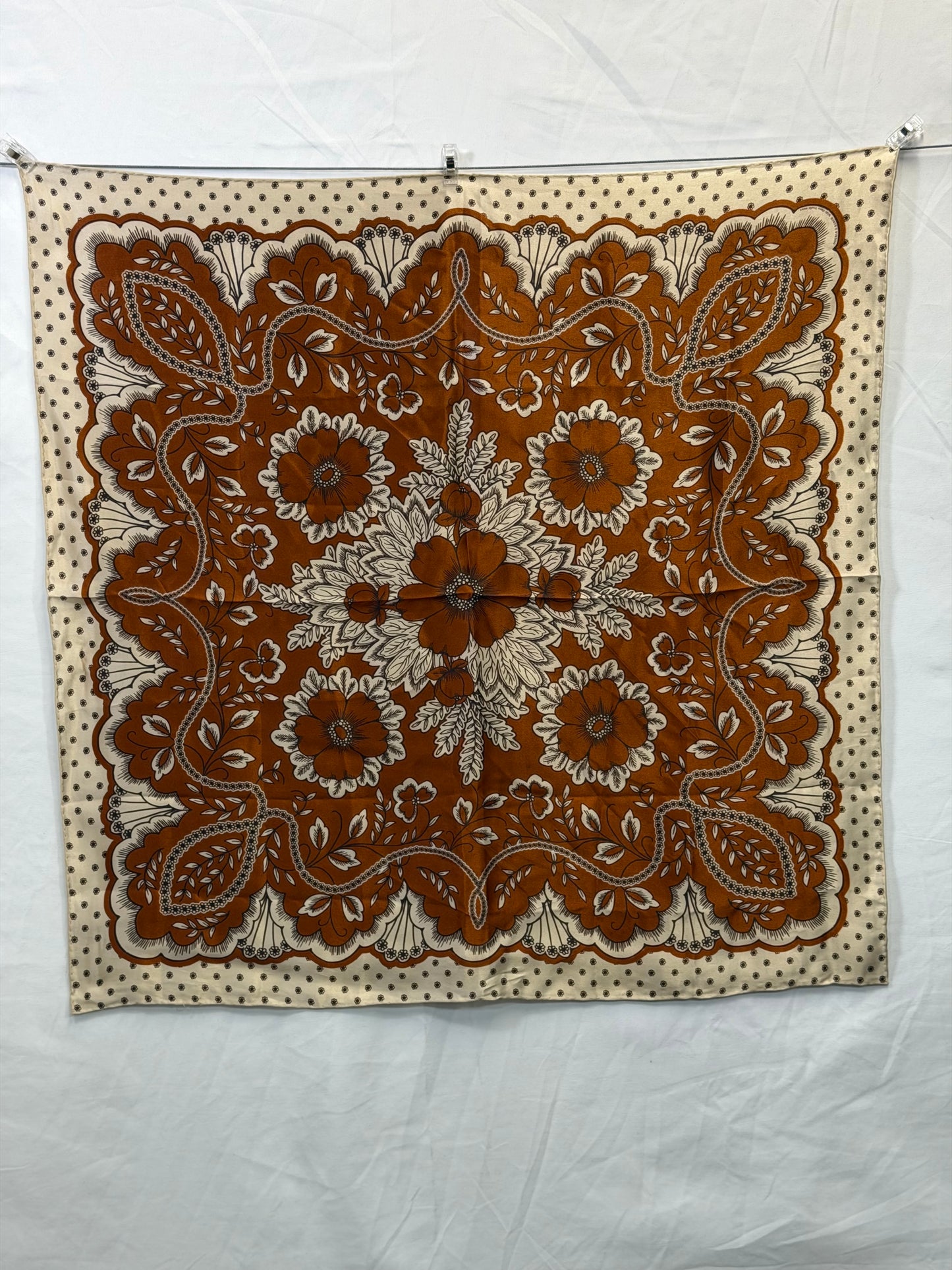 CF84-19 RUST FLORAL SCARF 25X25