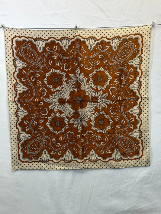 CF84-19 RUST FLORAL SCARF 25X25