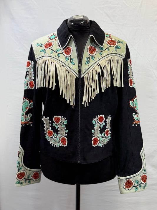 CF86-83 BLK/GREEN SUEDE JACKET XL