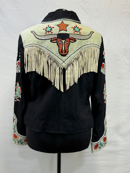CF86-83 BLK/GREEN SUEDE JACKET XL