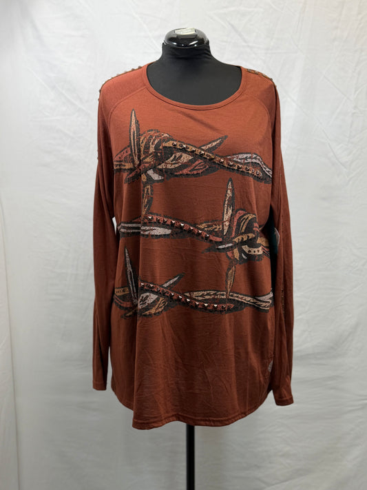 CF105-38 RUST BARBED WIRE TOP 2X