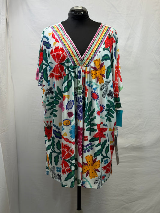 CF105-44 BRIGHT FLORAL TUNIC 2X