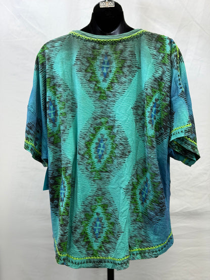 CF107-66 GREEN AZTEC TOP XS