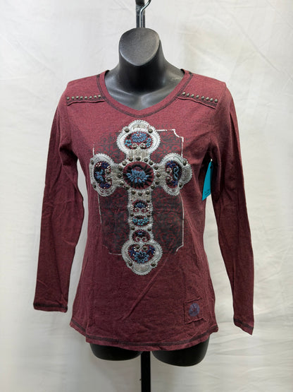CF107-71 MAROON CROSS TOP XS