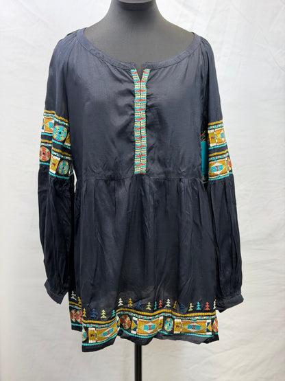 CF107-96 BLACK TUNIC W TURQ/BRN M