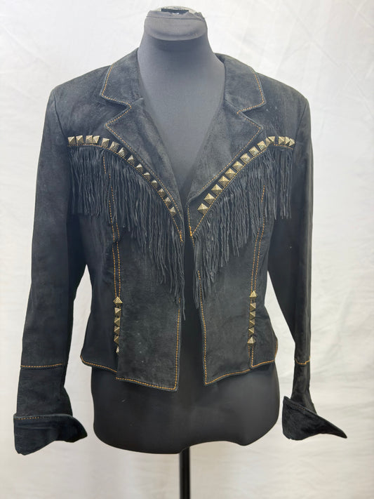 CF107-98 BLK SUEDE FRINGE JACKET L