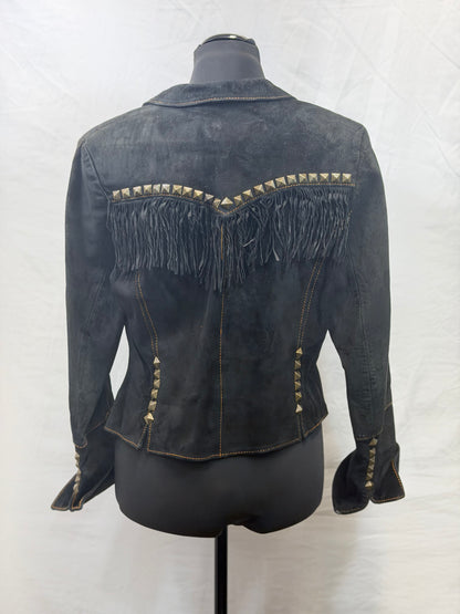 CF107-98 BLK SUEDE FRINGE JACKET L