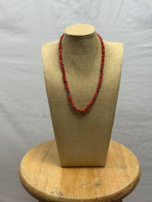 CF105-72 SPINEY CHIP NECKLACE W/ TURQ