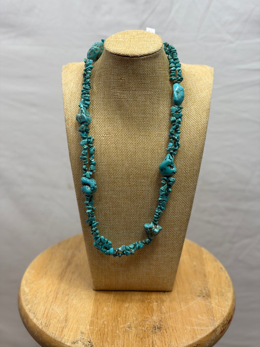 CF105-75 TURQ CHIP & NUG NECKLACE