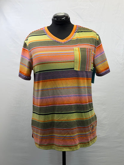 CF47-45 ORG/PNK STRIPE TOP M