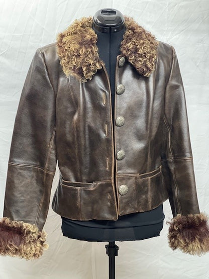 CF46-175 LUGGAGE LEATHER JACKET M