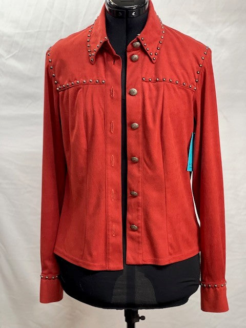 CF46-184 RED FAUX SUEDE TOP S