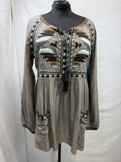 CF103-18 TAUPE TUNIC W/ POCKETS L