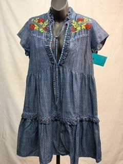CF42-173 DOT DENIM DRESS S
