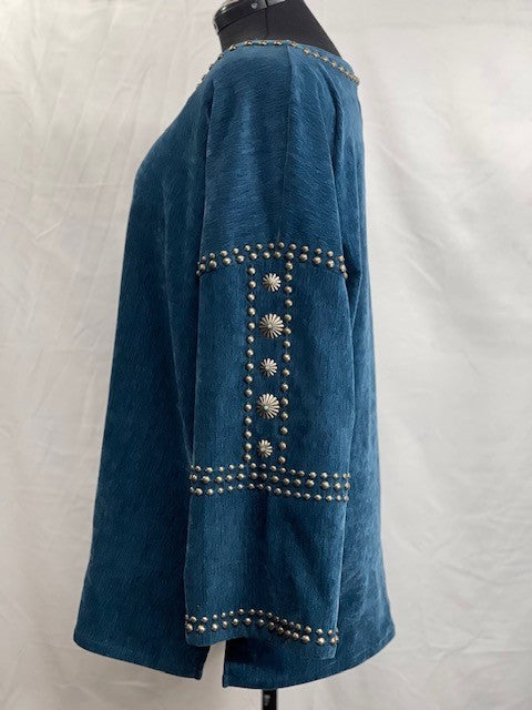 CF72-5 TURQ VELVET TUNIC 2XL