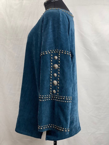 CF72-5 TURQ VELVET TUNIC 2XL