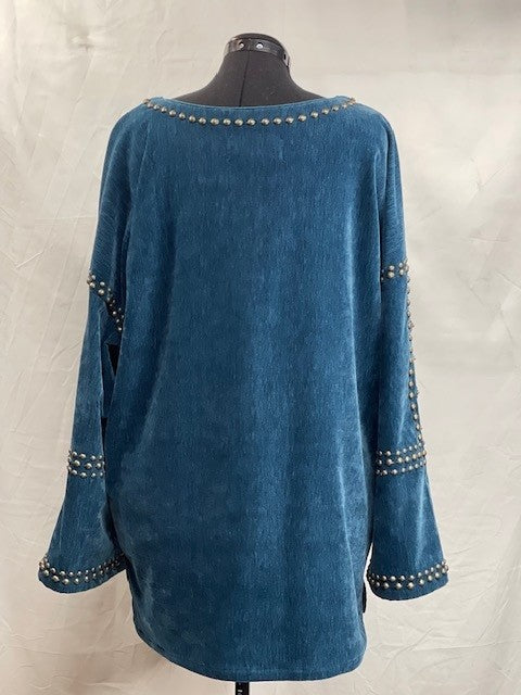 CF72-5 TURQ VELVET TUNIC 2XL