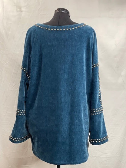 CF72-5 TURQ VELVET TUNIC 2XL