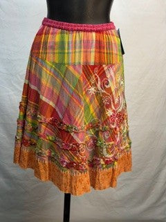 CF52-202 PINK PLAID SKIRT XS