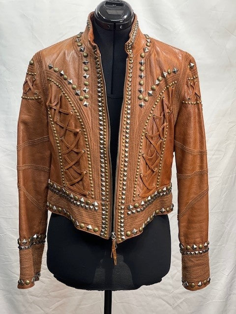 CF52-76 CAMEL STUDDED JACKET M