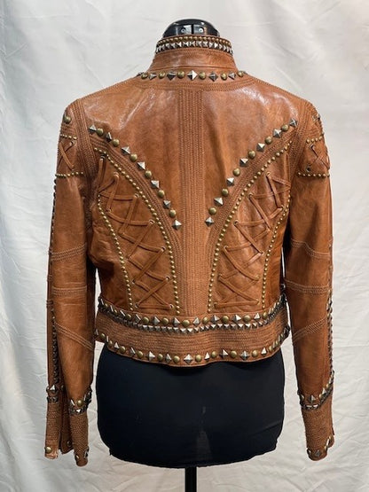 CF52-76 CAMEL STUDDED JACKET M