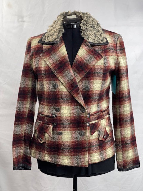 CF52-36PLAID WOOL JACKET M