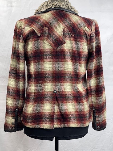 CF52-36PLAID WOOL JACKET M