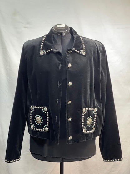 CF52-85 VELVET/EMB POCKETS JACKET M