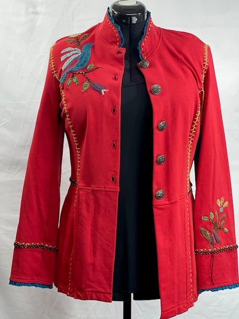 CF52-39 RED KNIT JACKET WITH DOVE S