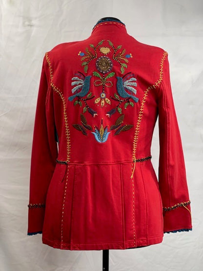 CF52-39 RED KNIT JACKET WITH DOVE S