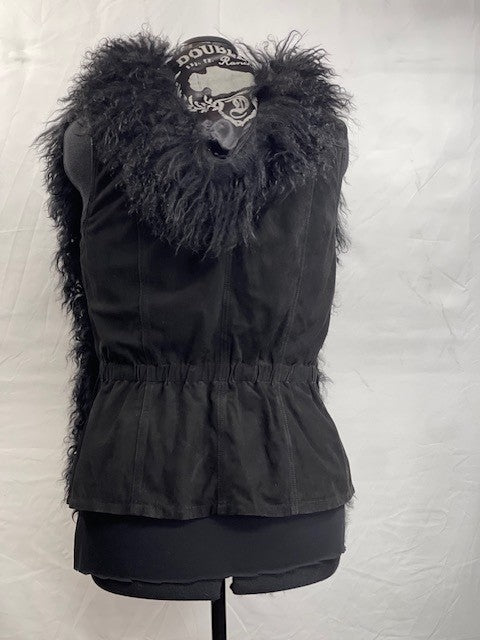 CF52-44 BLK WOOLEY VEST WITH HOOD M