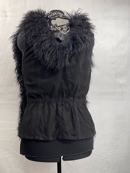 CF52-44 BLK WOOLEY VEST WITH HOOD M