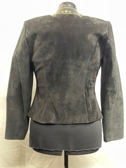 CF52-62 BLK SUEDE JACKET WITH TARNISHED STUDS M