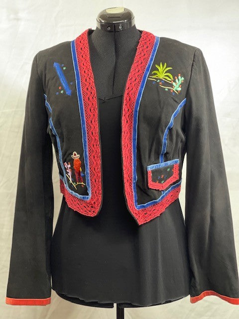 CF52-64 SUEDE BOLERO WITH RED TRIM M