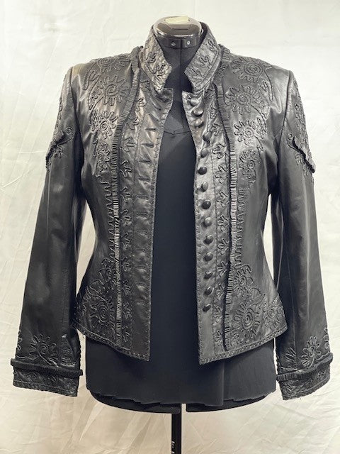 CF52-66 JACKET WITH FOLDED LEATEHR DETAIL M