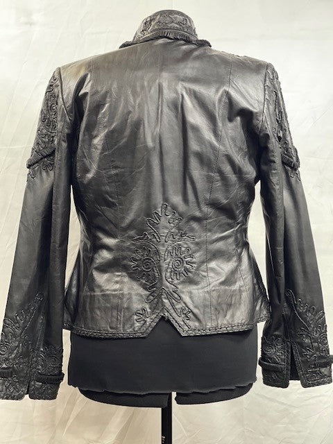 CF52-66 JACKET WITH FOLDED LEATEHR DETAIL M