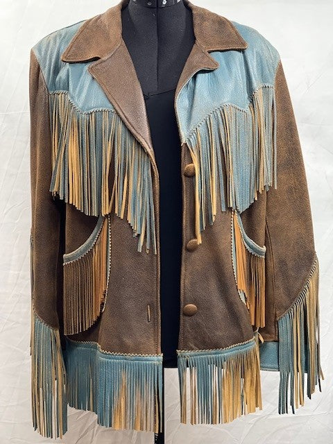 CF52-70 TURQ/BRN LEATHER JACKET L