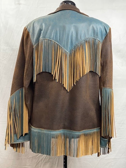 CF52-70 TURQ/BRN LEATHER JACKET L