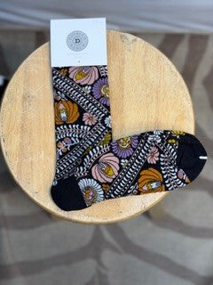 CF42-145 BLK FLOWER SOCKS 2