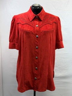 CF10-27 RED FAUX SUEDE TOP XL
