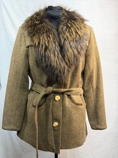 CF14-9 WOOL TWEED JACKET W/FUR L