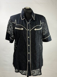 CF33-145 BLK LACE TOP XL