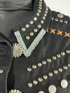 CF33-148 BLK SUEDE COIN JACKET 2X