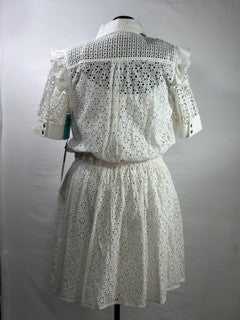 CF33-155 WHT ABBY EYELET DRESS L